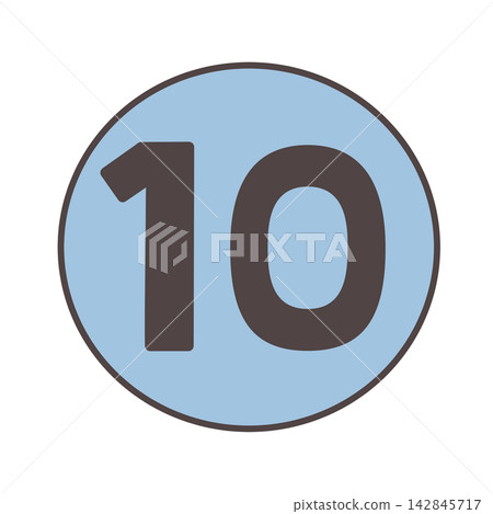 一枚圓形徽章，上面印有數字 10，顏色是柔和的天藍色。 142845717