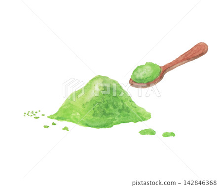 Image of matcha powder painted with watercolors 142846368