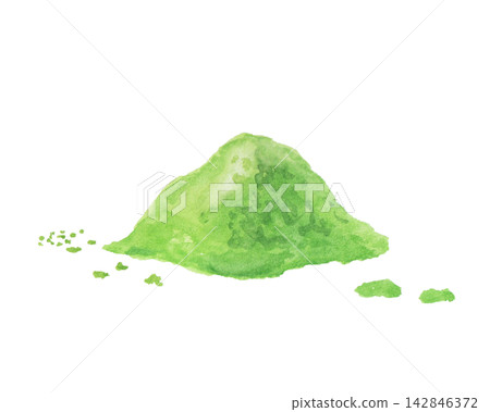 用水彩顏料繪製的抹茶粉末圖像 142846372