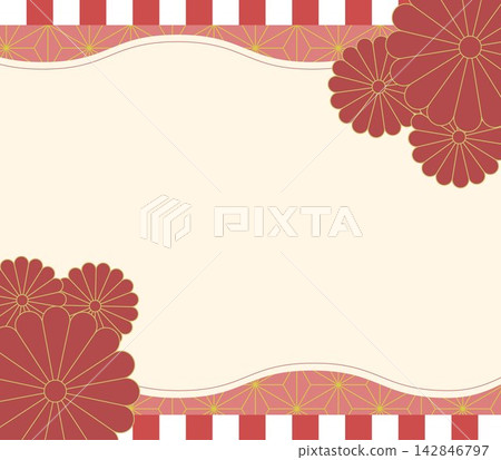 Japanese traditional patterns / Red and gold horizontal background Japanese traditional patterns / Red and gold horizontal background 142846797