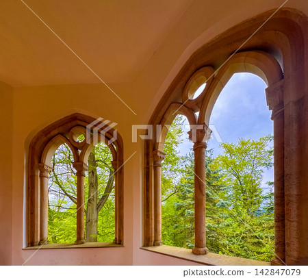 Exploring an old building in Karlovy Vary, Czechia during a warm day Exploring an old building in Karlovy Vary, Czechia during a warm day 142847079