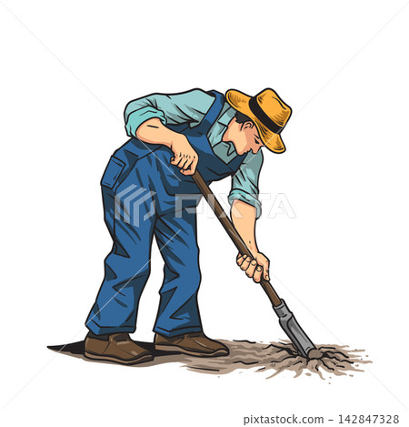 Gardener Farmer Digging Dirt  142847328