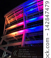 Yokohama Stadium lit up at night 142847479