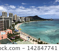 A breathtaking view of Hawaii overlooking Waikiki Beach and Diamond Head. 142847741