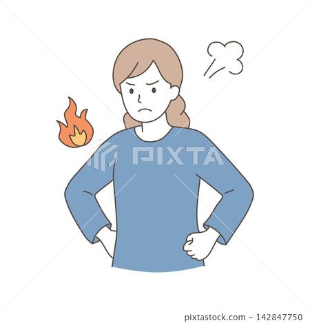 An illustration of a woman with her hands on her hips in anger, expressing dissatisfaction and frustration. An illustration of a woman with her hands on her hips in anger, expressing dissatisfaction and frustration. 142847750