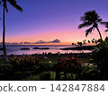 Beautiful sunset and palm trees at Ko Olina Resort, Hawaii. 142847884