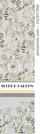 Ornate Mixed Style Floral and Butterfly Seamless Pattern Set for Textile Art Ornate Mixed Style Floral and Butterfly Seamless Pattern Set for Textile Art 142847908