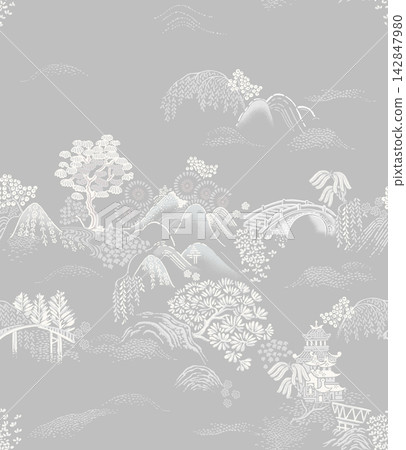 Ornate Mixed Style Floral and Butterfly Seamless Pattern Set for Textile Art 142847980