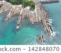 [Aerial view] Tatsukushi Coast on a day when the tide is very low. 142848070
