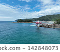 [Aerial view] Tatsukushi Coast and Benten Island on a day when the tide was very low. 142848073