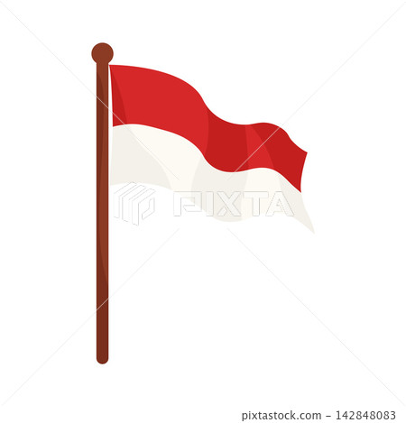 Illustration of Waving Indonesian Flag Illustration of Waving Indonesian Flag 142848083