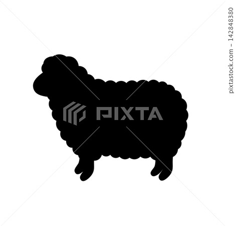 New Year's card 2027: Sheep silhouette illustration - New Year's card material New Year's card 2027: Sheep silhouette illustration - New Year's card material 142848380