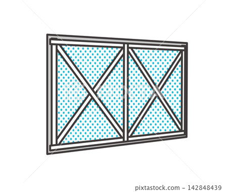 Vector illustration of reinforcing a window with masking tape. Vector illustration of reinforcing a window with masking tape. 142848439