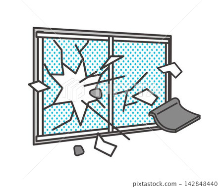 Vector illustration of windows being destroyed by a typhoon Vector illustration of windows being destroyed by a typhoon 142848440
