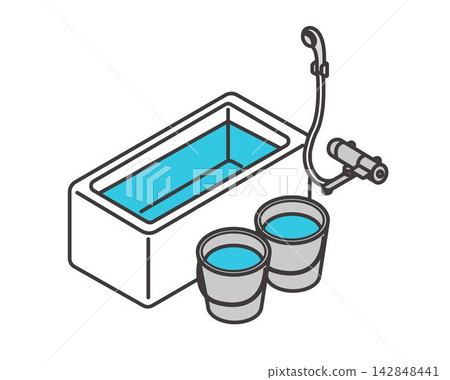 Vector illustration of a water storage facility for household use. Vector illustration of a water storage facility for household use. 142848441