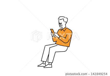 An old man looking at his smartphone An old man looking at his smartphone 142849254