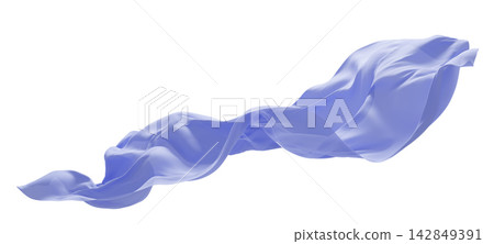 Violet sheer fabric flowing isolated on white background with copy space 3D render Violet sheer fabric flowing isolated on white background with copy space 3D render 142849391