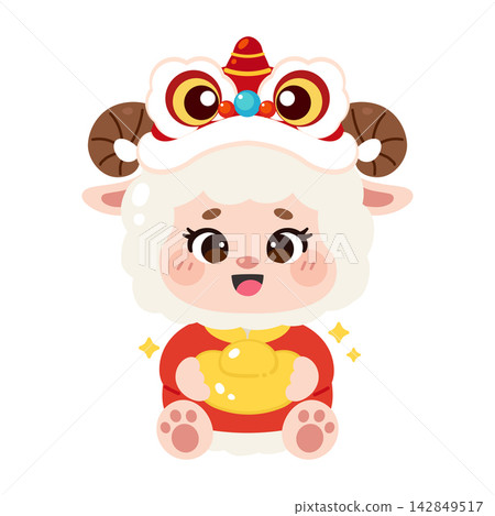 Cute Chinese new year goat mascot character Cute Chinese new year goat mascot character 142849517