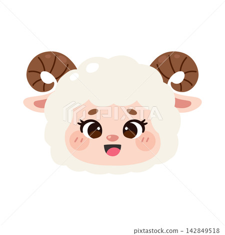 Cute goat head cartoon character Cute goat head cartoon character 142849518