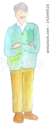 水彩插畫,手繪插畫,男性,老年人 水彩插畫,手繪插畫,男性,老年人 142849528