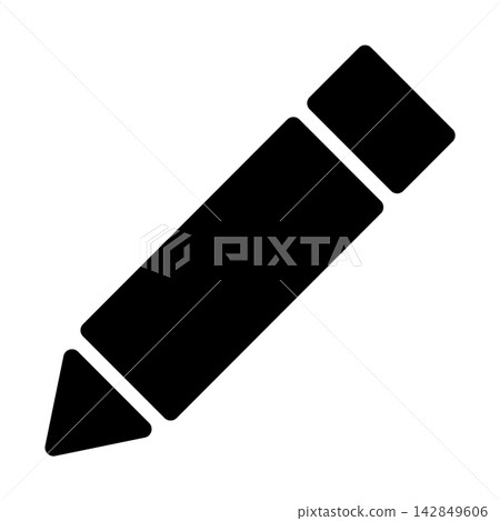 鉛筆圖標，簡潔，黑白，文具，書寫，向量圖 142849606