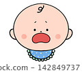 Illustration of a baby with a worried expression 142849737