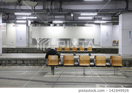 Japan April 29 2026 Empty Sendai station platform with lone passenger Japan April 29 2026 Empty Sendai station platform with lone passenger 142849926