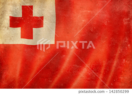 Old vintage flag of Tonga, worn and stained 142850299