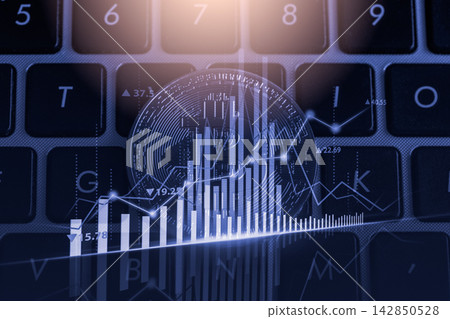 Modern way of exchange. Bitcoin is convenient payment in global economy market. Virtual digital currency and financial investment trade concept. Abstract cryptocurrency with gold bitcoin background. Modern way of exchange. Bitcoin is convenient payment in global economy market. Virtual digital currency and financial investment trade concept. Abstract cryptocurrency with gold bitcoin background. 142850528