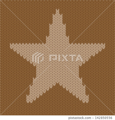 Plain knit star-shaped illustration, cocoa brown background, vector image. Plain knit star-shaped illustration, cocoa brown background, vector image. 142850556