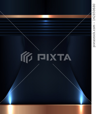 Luxury dark blue abstract background with metallic rose gold copper border layered geometric texture glowing blue light beam neon presentation banner template, corporate design Luxury dark blue abstract background with metallic rose gold copper border layered geometric texture glowing blue light beam neon presentation banner template, corporate design 142850680