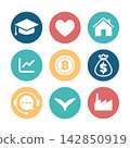 Finance social and indutry icons infographic collection. 142850919
