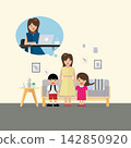 Single mom is dreaming about her job. Financial problem. 142850920