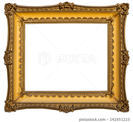 Ornate Gilded Picture Frame with Blank White Interior Ornate Gilded Picture Frame with Blank White Interior 142851223