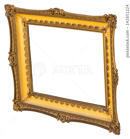 Ornate Gold Picture Frame Against White Background Ornate Gold Picture Frame Against White Background 142851224
