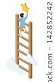 A boy climbing a ladder to grab a star - Isometric 142852242