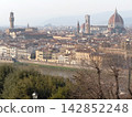 The city of Florence bathed in rose-colored light 142852248