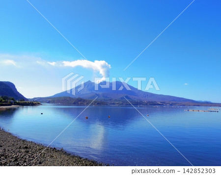 從鹿兒島縣垂水市眺望櫻島 從鹿兒島縣垂水市眺望櫻島 142852303