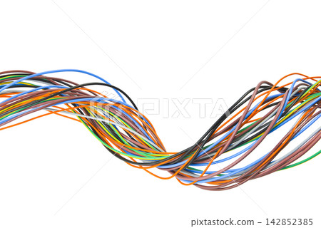 A tangle of colorful wires A tangle of colorful wires 142852385