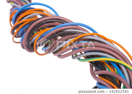 A tangle of colorful wires A tangle of colorful wires 142852391