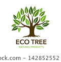 Park garden and forest tree plant icon, environment symbol. Environmental emblem of sustainability, growth and environmental care. Green tree label for eco business, organic store and conservation 142852552