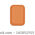 Chopping board or cutting board and wooden kitchen utensils of wood block for food cooking. Chopping board icon or cutting board with tree texture in rectangular shape without handles 142852555