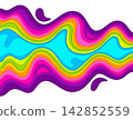 Paper cut waves background, papercut wavy shapes. Vector abstract 3d layered pattern with colorful flowing curves, dynamic liquid purple, blue, yellow and red layers with smooth motion texture 142852559