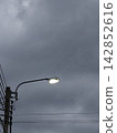 Glowing Street Light Under Dramatic Storm Sky 142852616