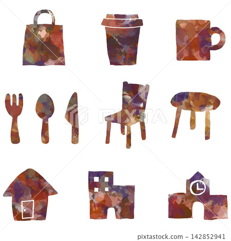 Hand-drawn lifestyle and home items 9-piece set Hand-drawn lifestyle and home items 9-piece set 142852941