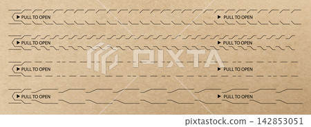 Perforated tear strip on craft paper package Perforated tear strip on craft paper package 142853051
