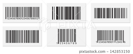 Barcode vector icons, serial number, price label Barcode vector icons, serial number, price label 142853150