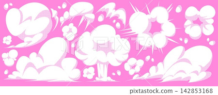Cartoon white smoke or dust clouds for comic book Cartoon white smoke or dust clouds for comic book 142853168