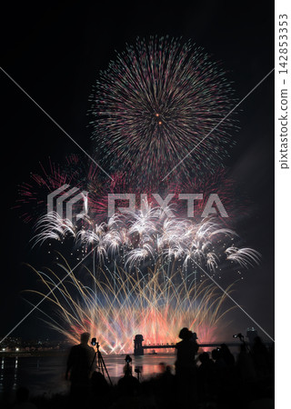煙火在夜空中綻放;煙火在夏夜的夜空中盛開;煙火在夜空中盛開;絢麗的煙火表演;人們觀賞煙火。 煙火在夜空中綻放;煙火在夏夜的夜空中盛開;煙火在夜空中盛開;絢麗的煙火表演;人們觀賞煙火。 142853353