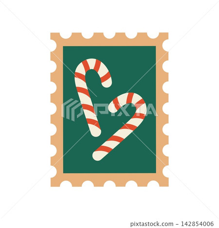 Christmas postage stamp with candy cane sweets pattern Christmas postage stamp with candy cane sweets pattern 142854006